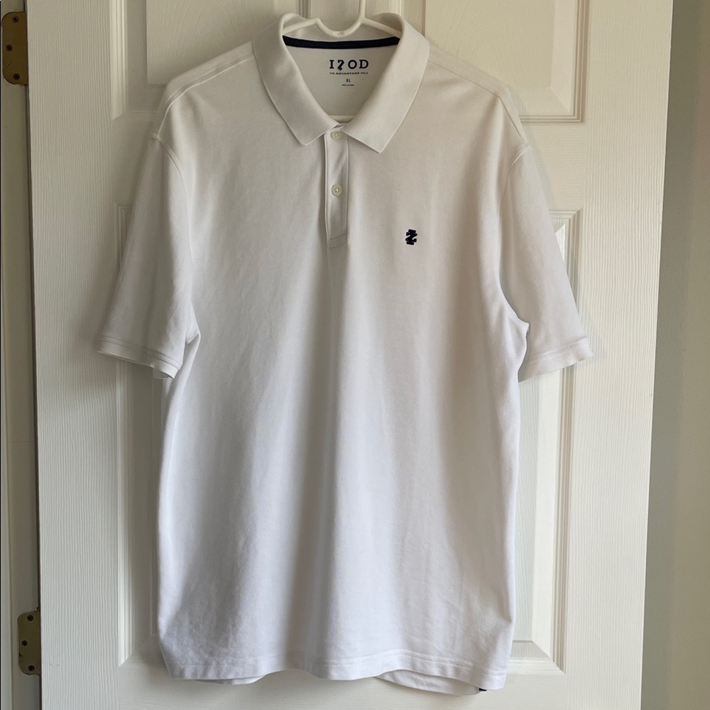 Izod White Polo with Navy Embroidered Logo